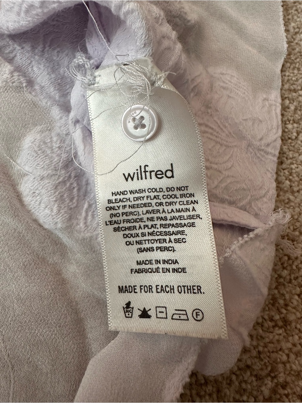 Aritzia Wilfred Alexis Blouse Ice Lavender Floral Burnout Chiffon Ruffle Small - Picture 12 of 13